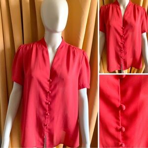 VTG Red Alicia Button Down Blouse